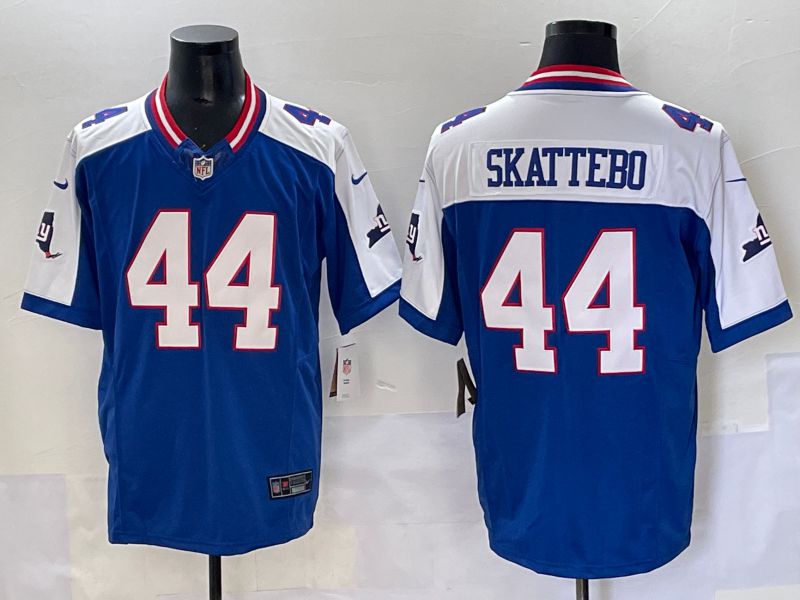 Men 2025 New York Giants 44 Skattebo Blue Throwback Three generations Nike Limited NFL Jersey style 19